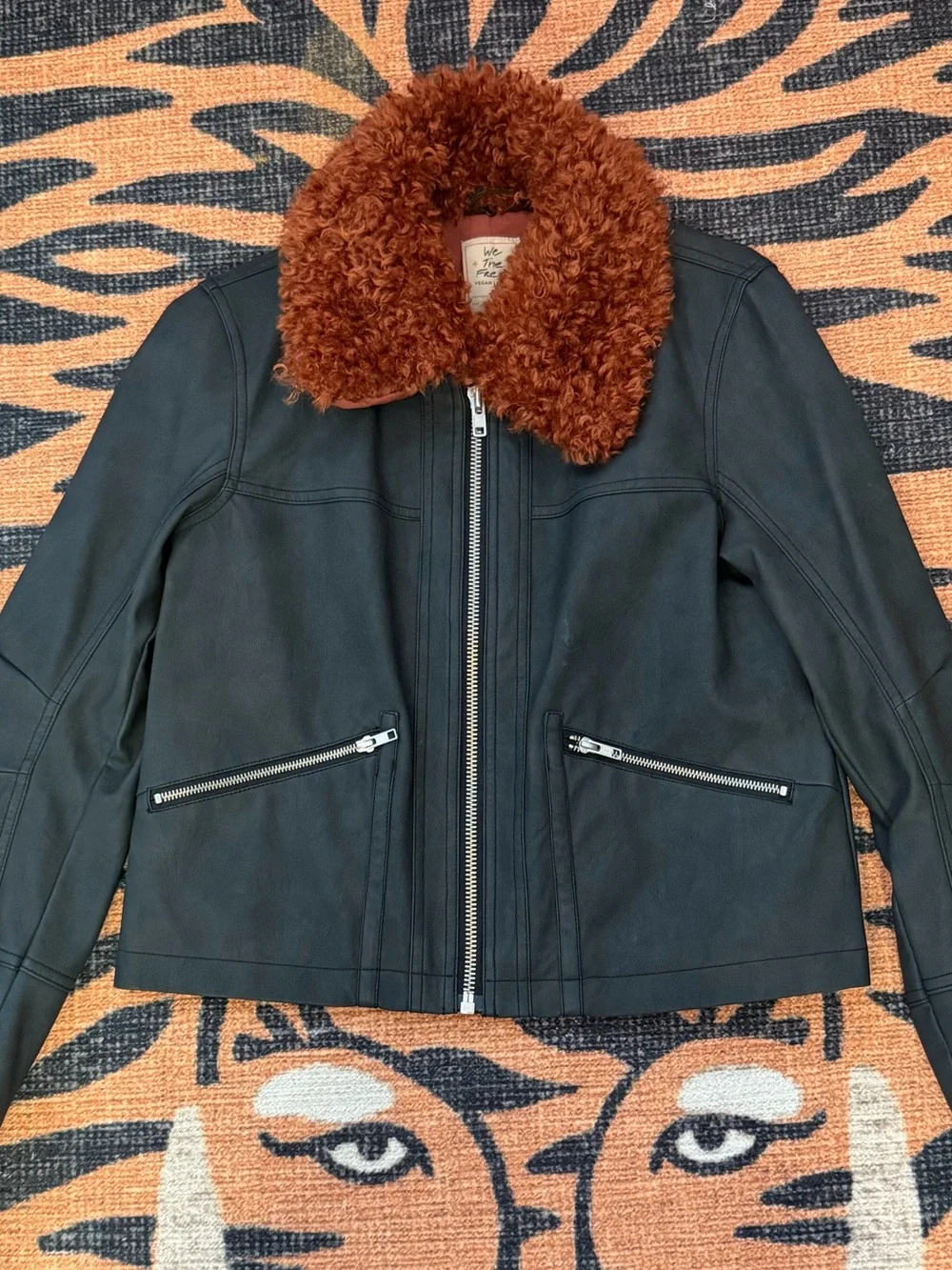 NWOT We the Free Jayce Vegan Leather Jacket with Removable Teddy Collar